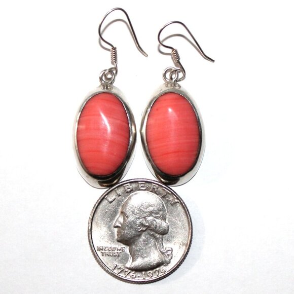 Sterling Silver Bubble Gum Coral Earrings - Picture 3 of 4